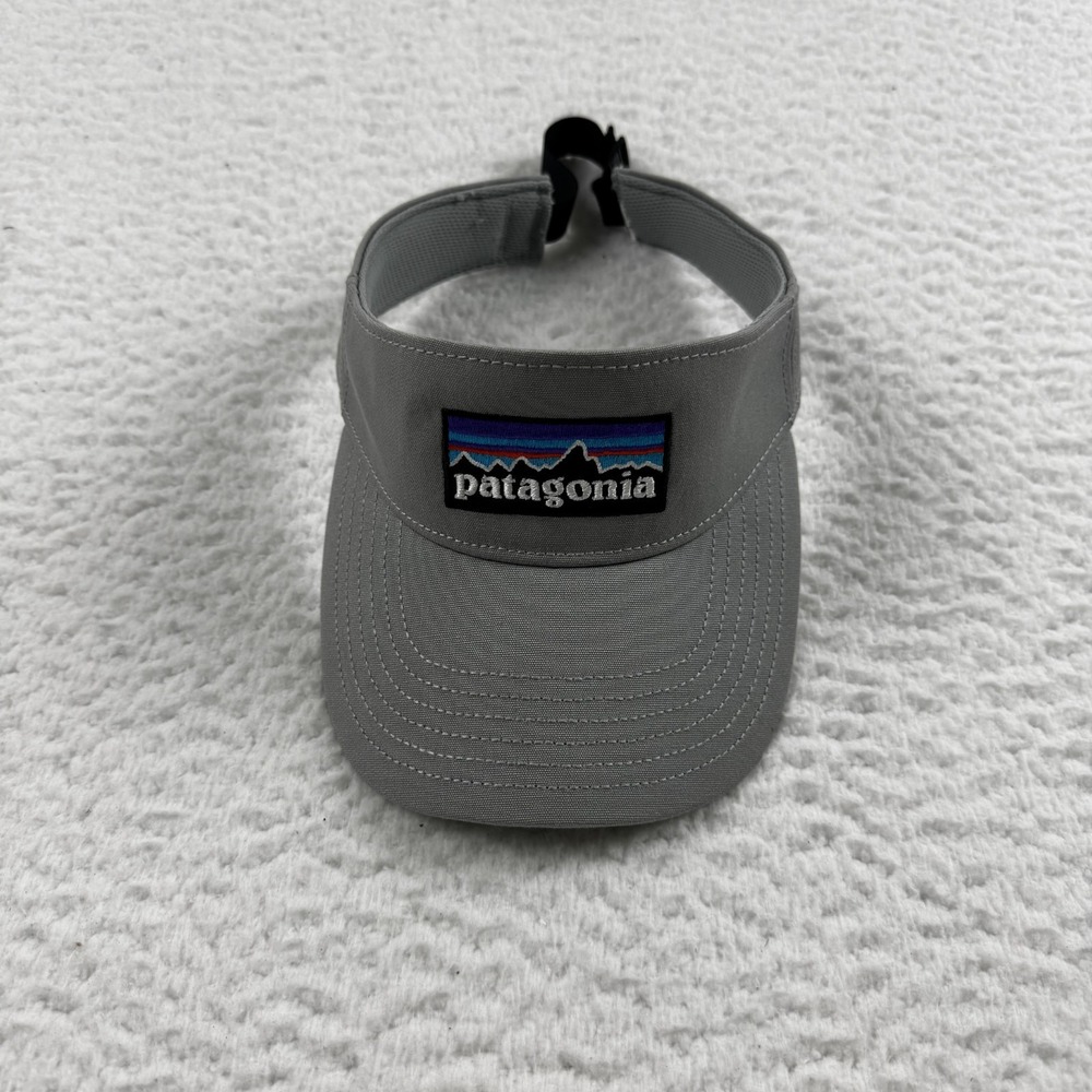 Patagonia Visor Hat Cap One Size Gray Embroidered Logo Adjustable Buckle Strap